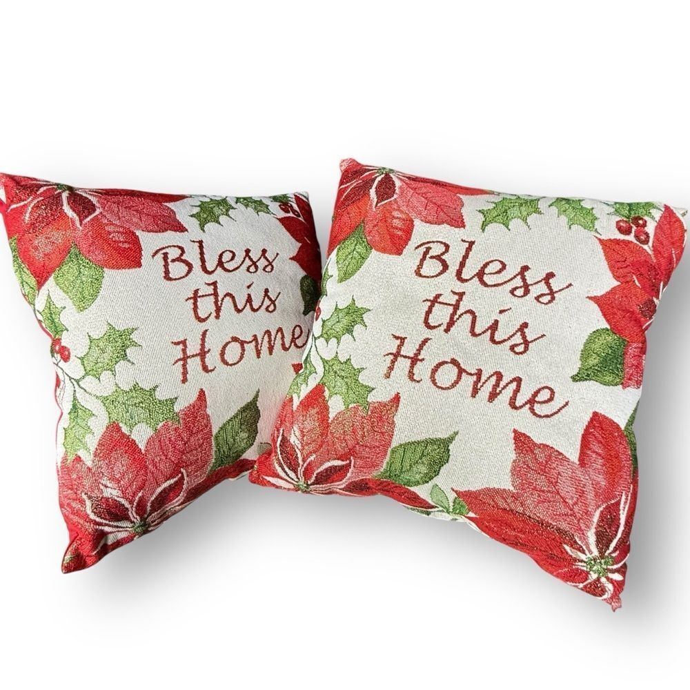 Set of Holiday Time Bless This Home 15 x 15 Accent Pillows - 2